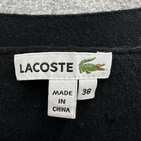 Lacoste Womens Cardigan Size 36 Black Button Up Long Sleeve Sweater - Picture 10 of 12